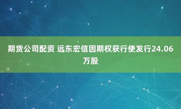 期货公司配资 远东宏信因期权获行使发行24.06万股