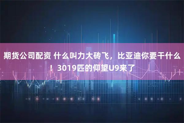期货公司配资 什么叫力大砖飞，比亚迪你要干什么！3019匹的仰望U9来了